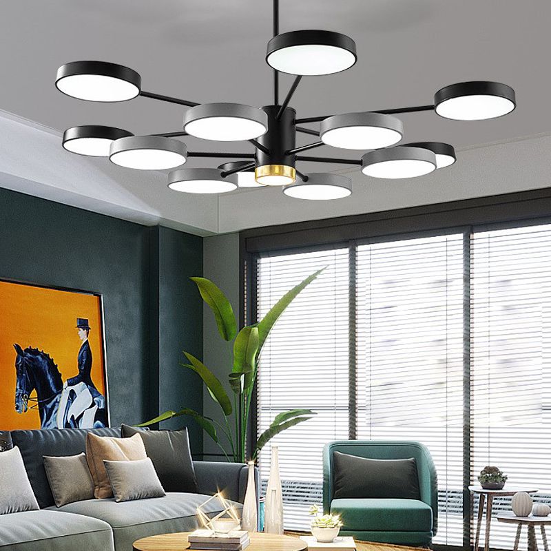 Modern Metal Chandelier Light Fixtures Round Multi-Head Suspension Pendant Lamp