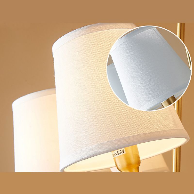 Post-Modern Circular Hanging Chandelier Light White Fabric Shade Ceiling Chandelier in Gold for Living Room