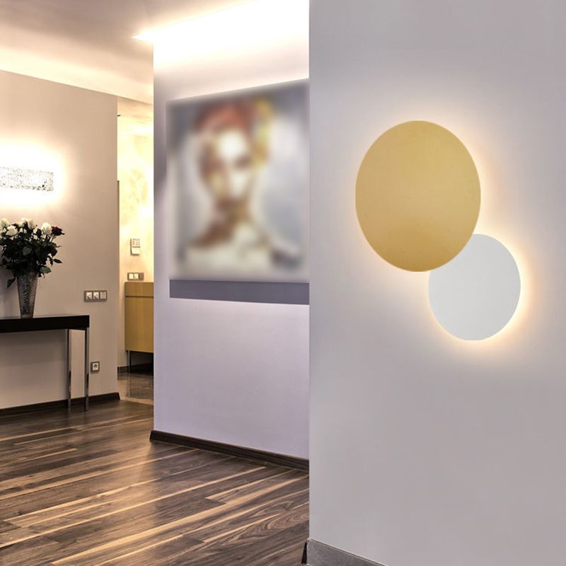 Round LED Wall Mount Light 1-Light Wall Sconce Light with Iron Shade for Living Room