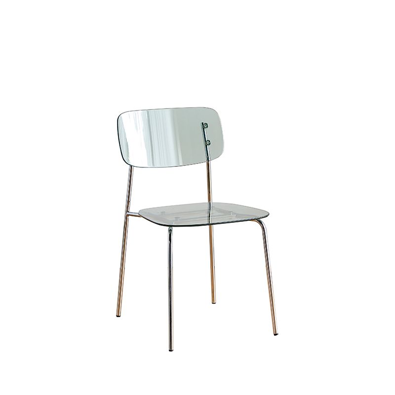 Silla de comedor moderna de metal para interiores y exteriores, silla lateral apilable sin brazos para el hogar