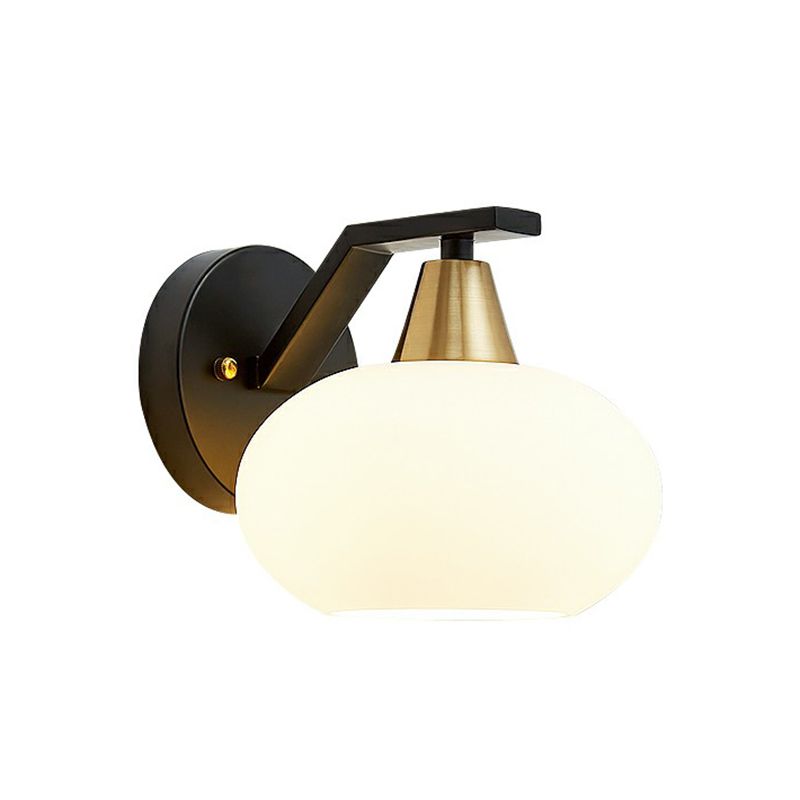 Éllipse à chambres à coucher luminaire mural minimalisme en verre blanc simple éclair d'applications noires