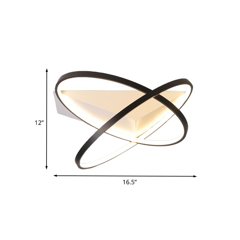 Modernist Dual Rings Ceiling Mount Acrylic Bedroom LED Flush Mount Lamp in Black, 16.5"/20.5" W