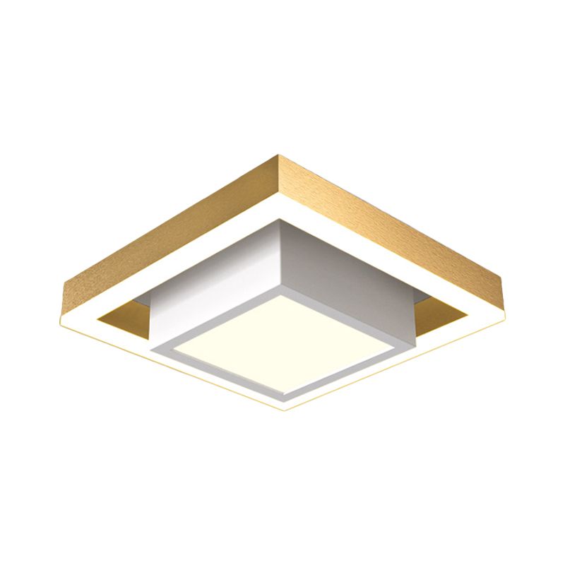 Aluminum 2-Tier Square Ceiling Lamp Contemporary Black/Gold LED Flush Mount Lighting in Warm/White Light for Corridor