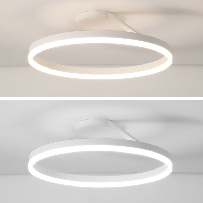 Minimalisme Cirkel LED-plafondlamp Eigentijdse stijl Acryl Semi-inbouwlamp voor slaapkamer-eetkamer