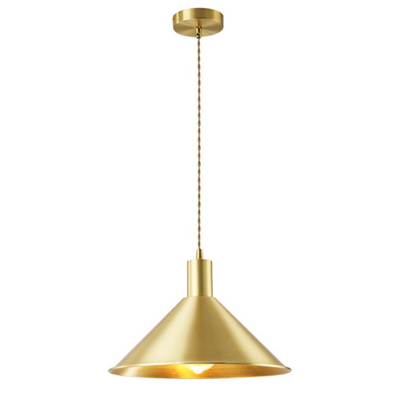 Nordic Shaded Ceiling Pendant Light Metal Dinning Room Down Lighting Pendant in Gold