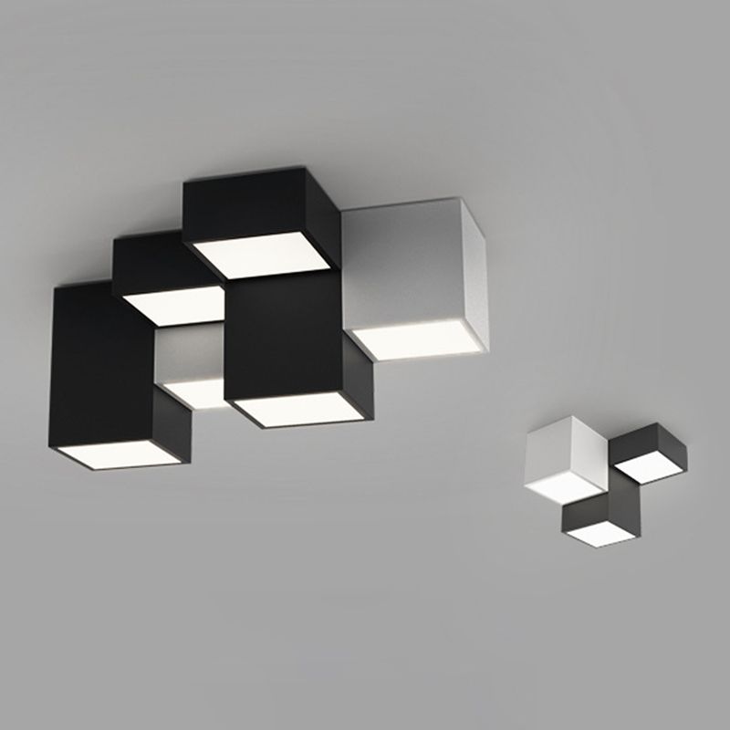 Geometric Rectangular Combination LED Flush Mount Light Modern Minimalist Multi-Lights Ceiling Lamp for Bedroom Living Room