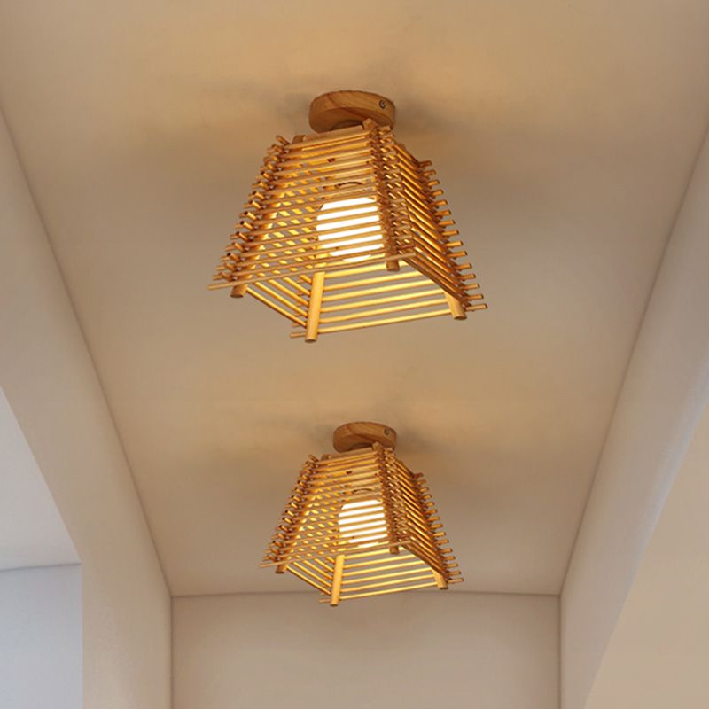 Japanse trapezium semi-gemonteerde verlichting bamboe bar 1-lamps gang plafondlamp in hout