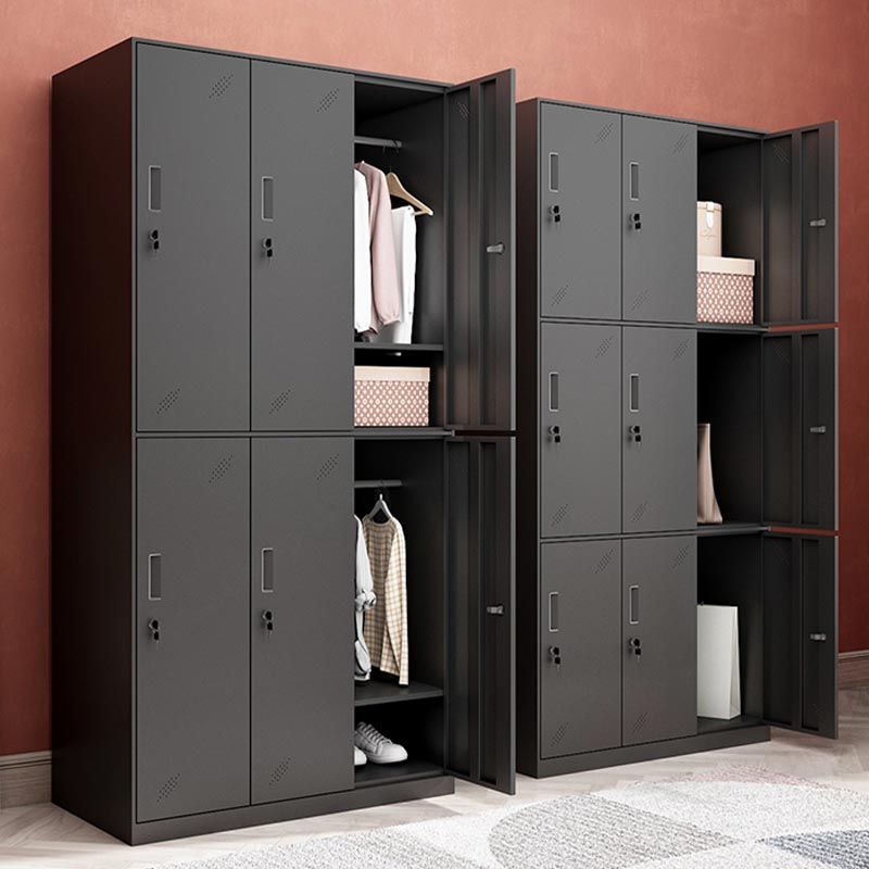 Steel Black Storage Cabinet with Hinged Door Contemporary Indoor Cabinet