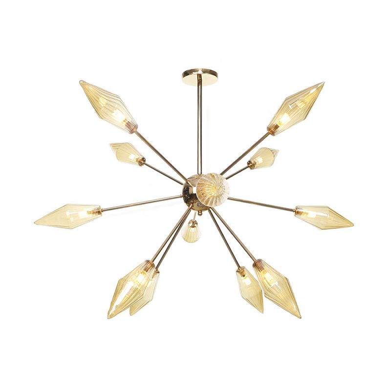 Forme de diamant Place de lustre suspendue Amber / verre transparent 9/12/15-15 HEAUX ÉCLAIR