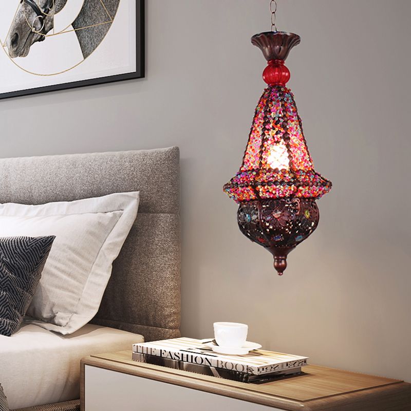 Lantern Restaurant Pendant Lamp Decorative Metal 1 Head Copper Hanging Ceiling Light