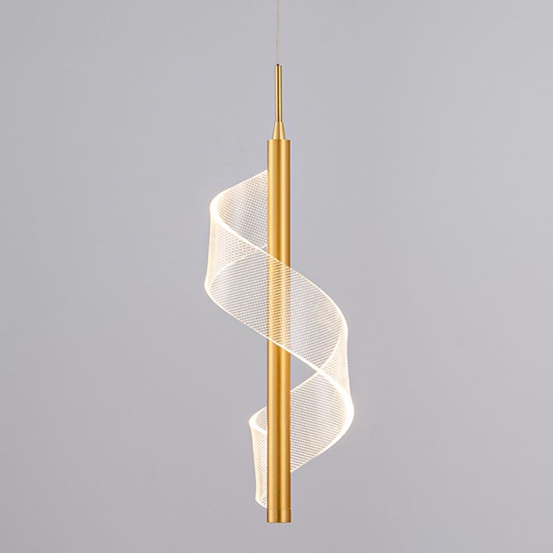 Eenvoud Spiraal hanglamp Acryl Bedide Led Hangly Light armatuur in goud