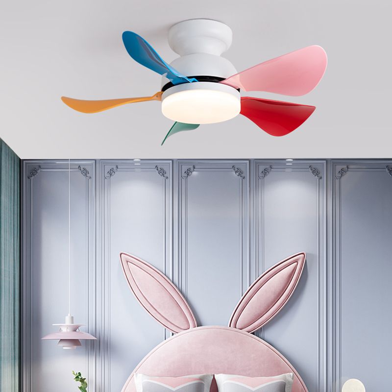 Metal Fan Shape Ceiling Fans Kid Style Single Light Flush Ceiling Fan