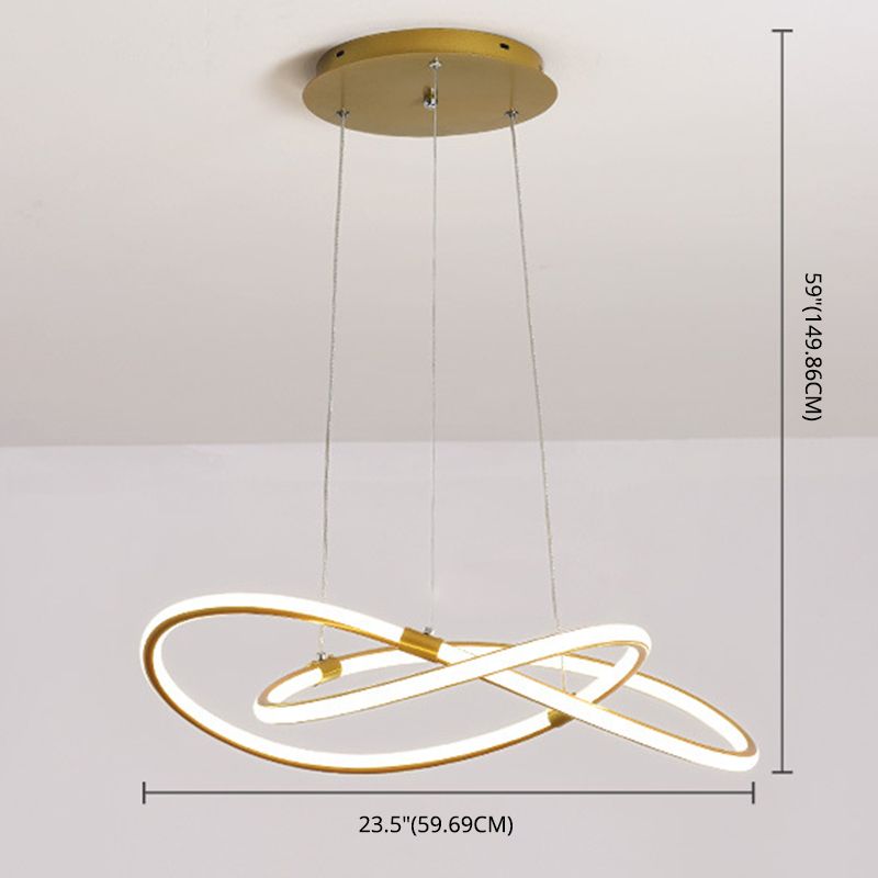 Minimalist Twist Chandelier Pendant Acrylic Living Room LED Suspension Lamp in Gold