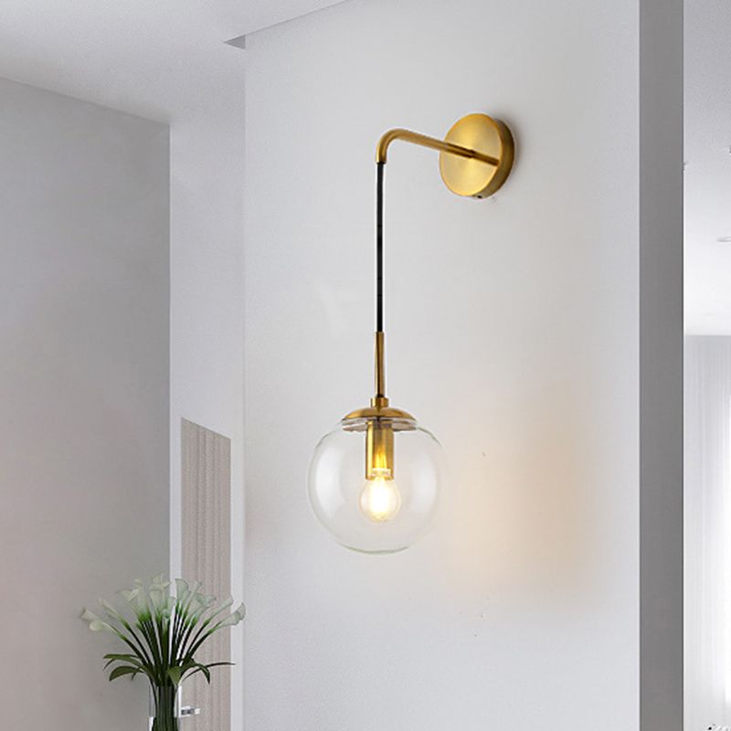 Modern Wall Sconce Ball Shape Metal Vanity Lamp with Glass Shade for Bathroom