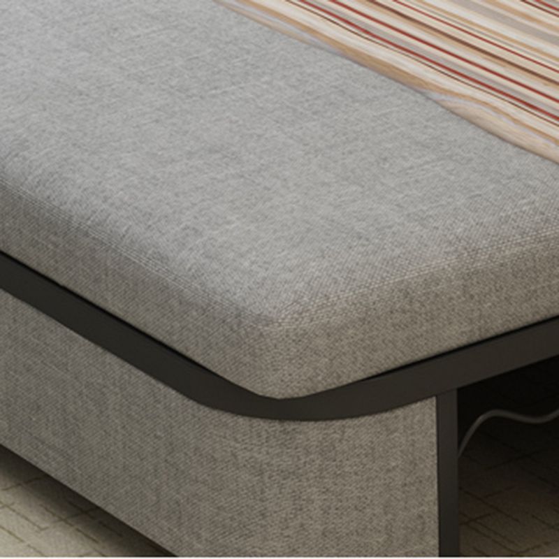 Grey Contemporary Linen Square Arm Sofa Bed Standard Washable Sofa for Living Room