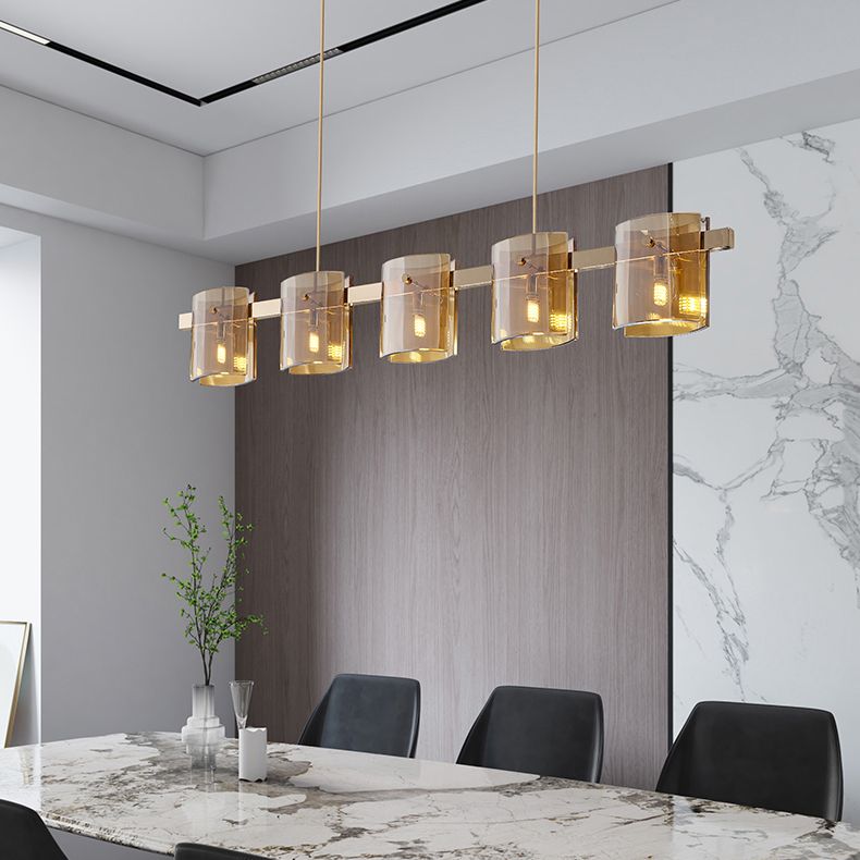 Modern Kitchen Island Lighting with Shape Island Lighting Glass 5 Light Island Lights