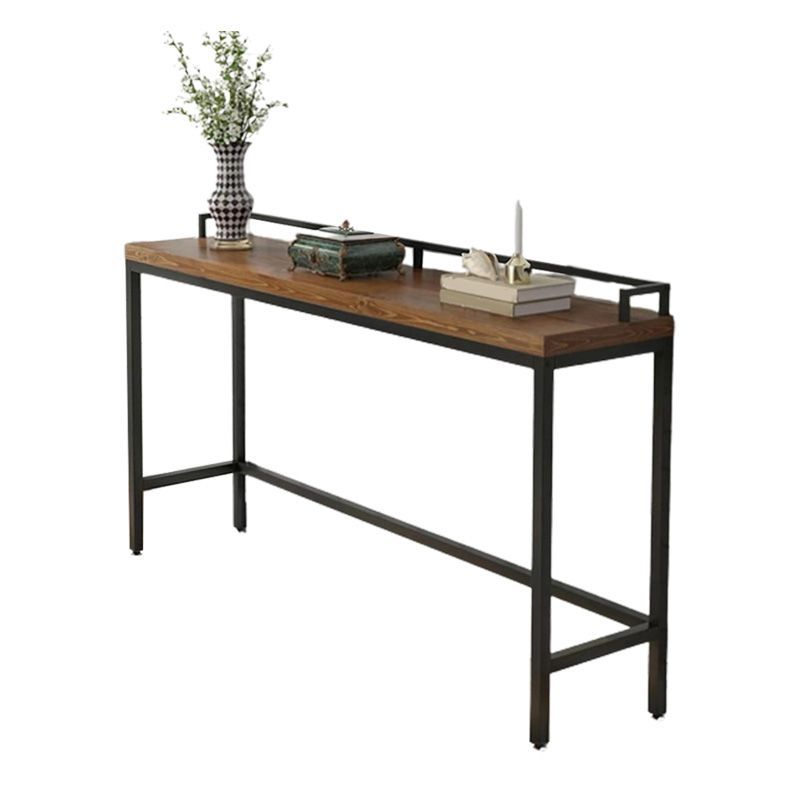 Industrial Bar Height Table Solid Wood Top Bistro Pub Table with Metal Legs