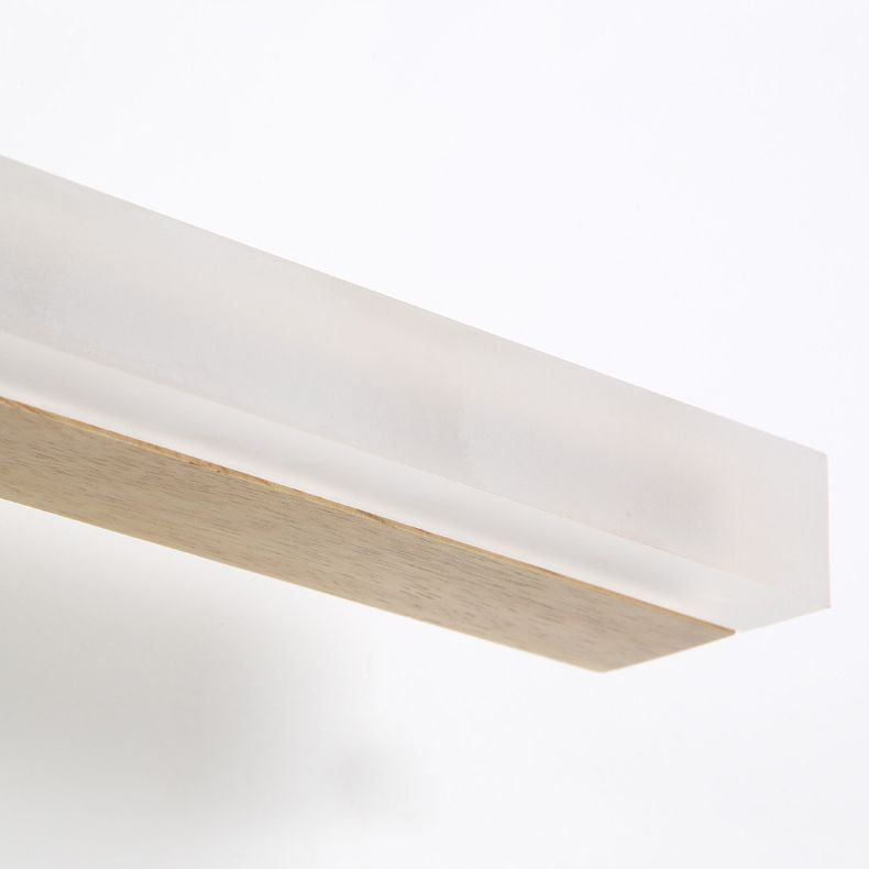 Natural Oak Linear Bathroom Vanity Light Fixture Acrylic Anti-fogging Shade Vanity Mirror Light