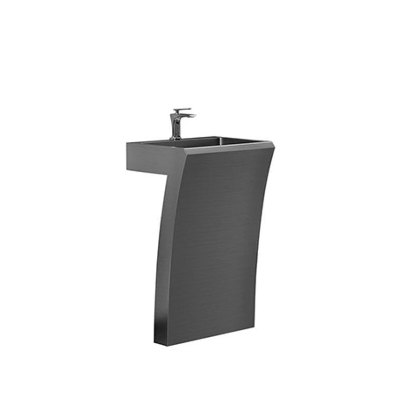 Contemporary Bathroom Sink with Pop-Up Drain Rectangular Metal Pedestal Sink