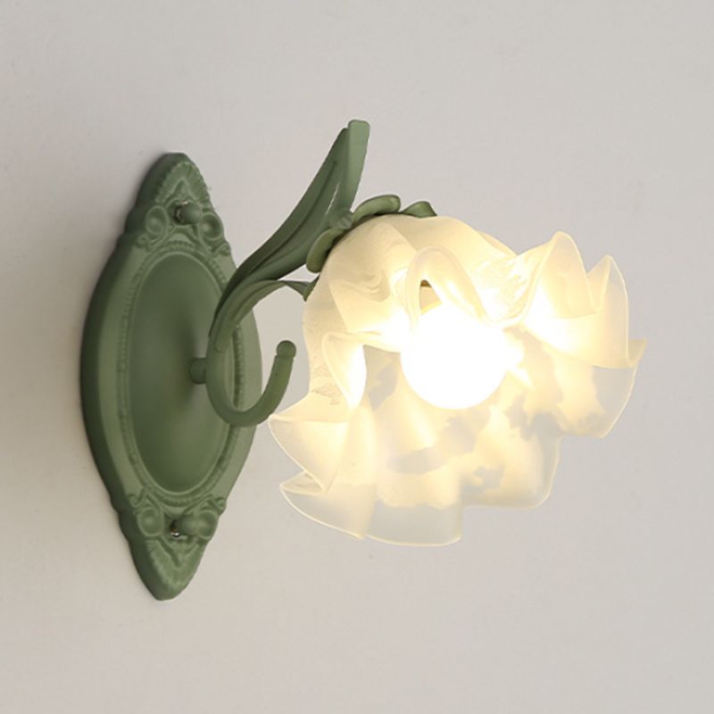 Flower Shape Metal Wall Sconces Modern 1/2-Lights Wall Mount Light Fixture in Green