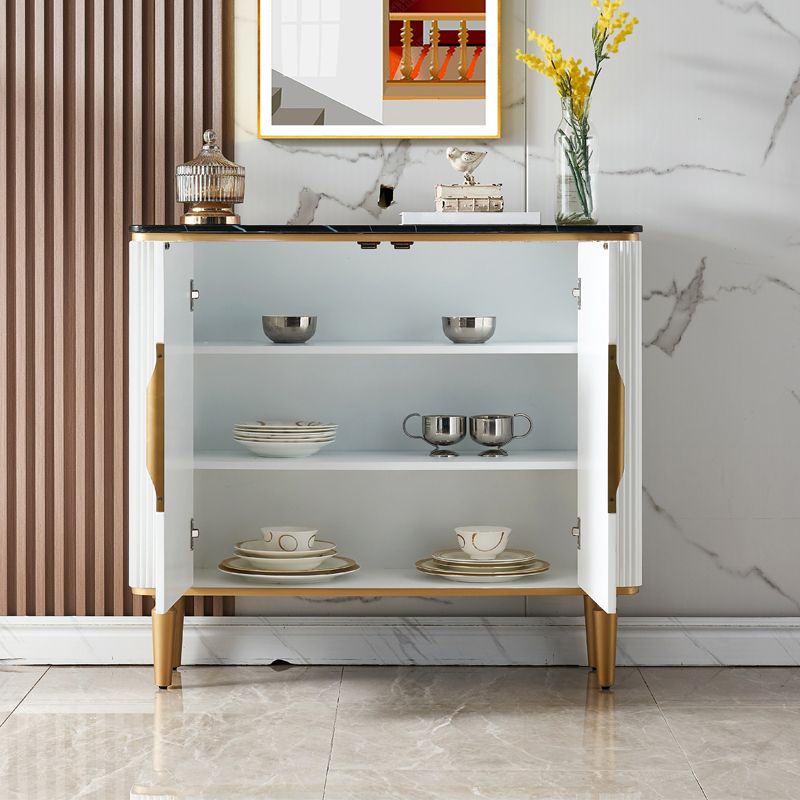 Glam Style Sideboard Artificial Marble Sideboard with Cabinet