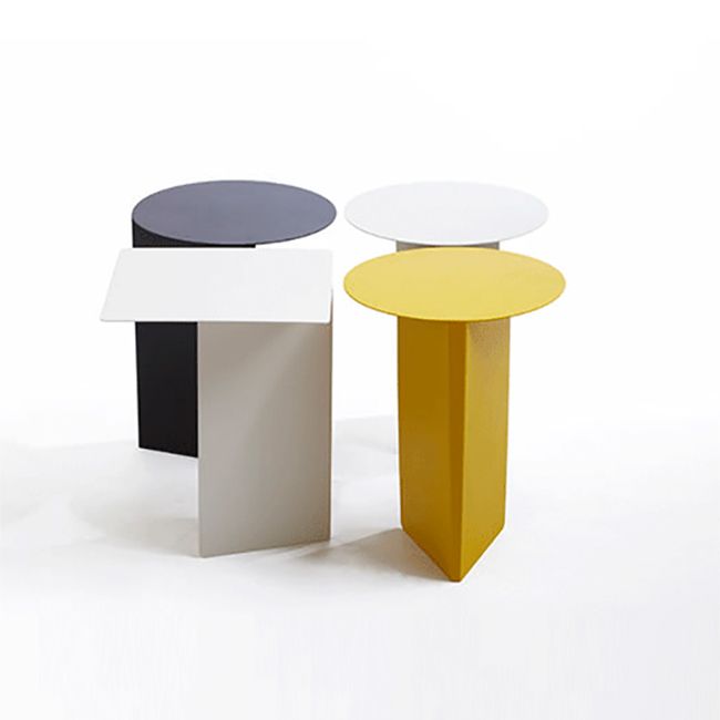 Mid-Century Metal Round /square Top Side Table 19.6" Tall Abstract End Table