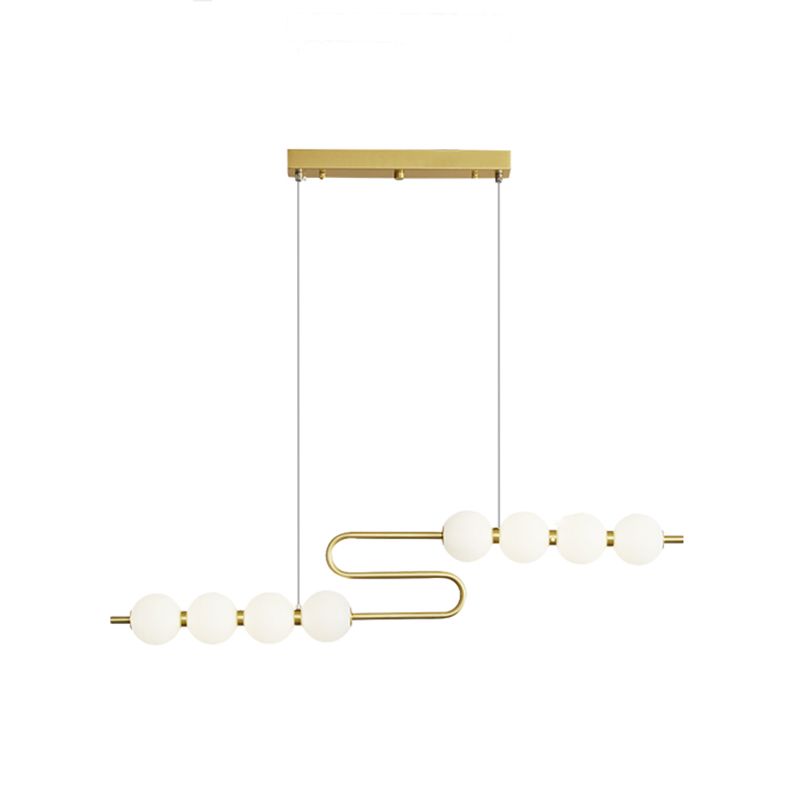 Modern Style Spherical Shape Island Lights Glass 8 Light Island Lighting in Gold