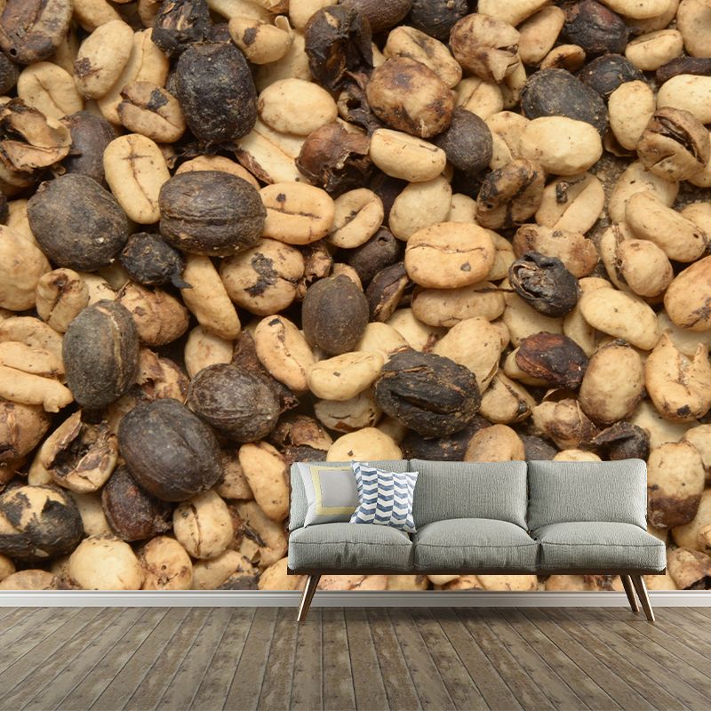 Modern Coffee Beans Mural Photography Horizontal Wall Covering for Coffee Shop