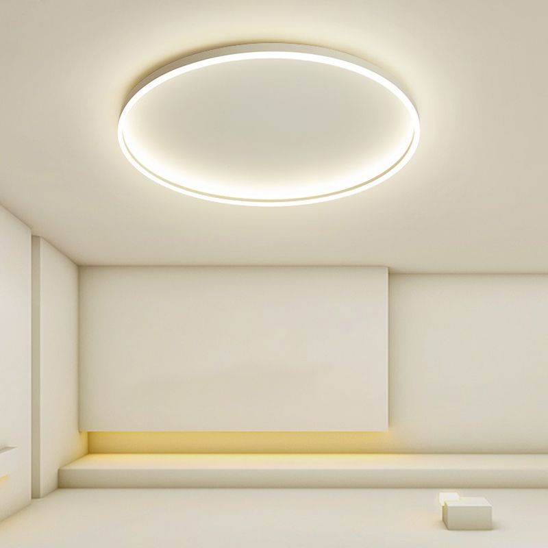 Round Shape Flush Mount Lighting Modern Flush Mount in White Finish