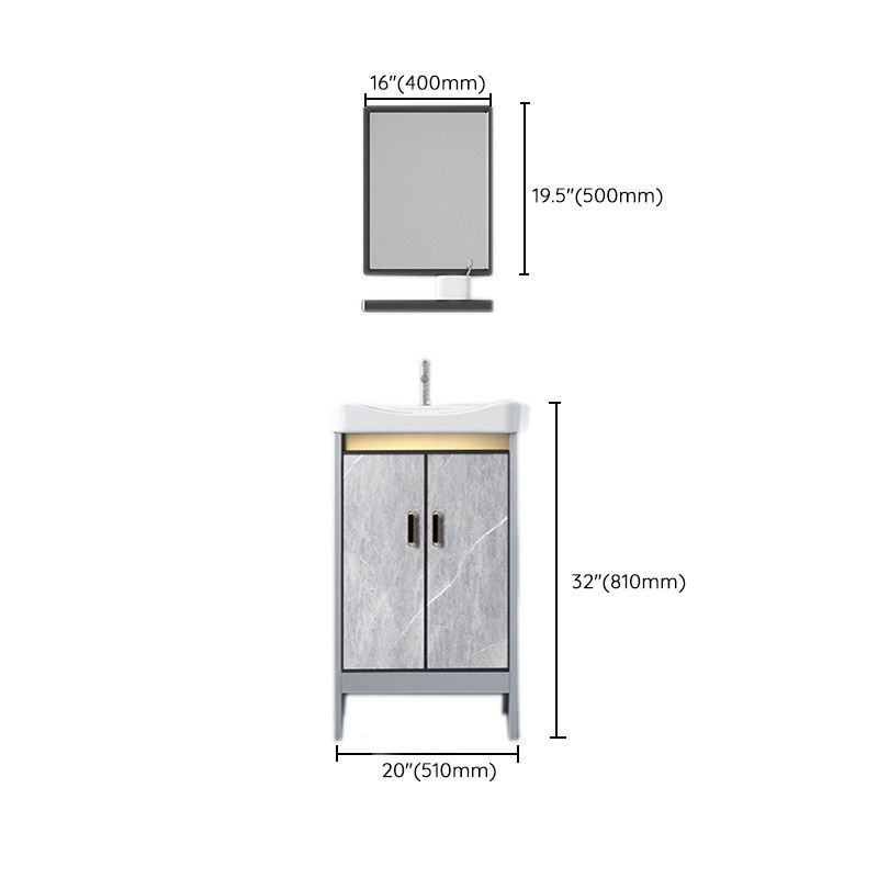 Freestanding Aluminium Bathroom Sink Vanity Gray with Faucet Bathroom Vanity Cabinet