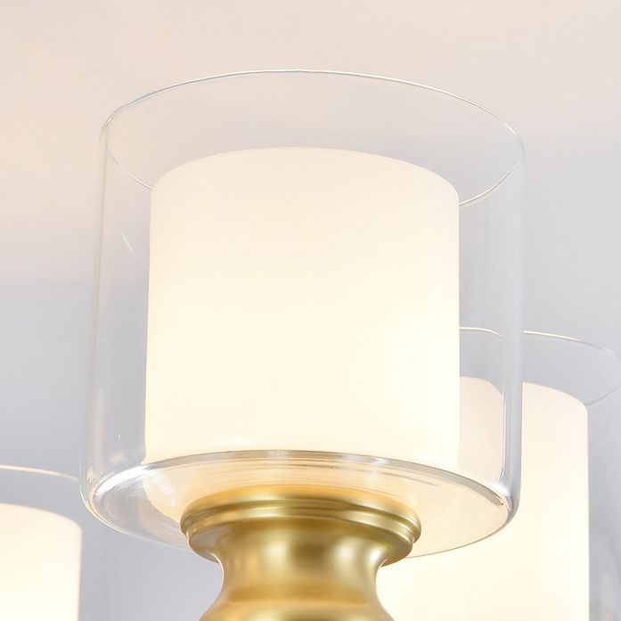 Contemporary Style Cylinder Clusters Pendant Glass Living Room Chandelier Pendant Light in Gold