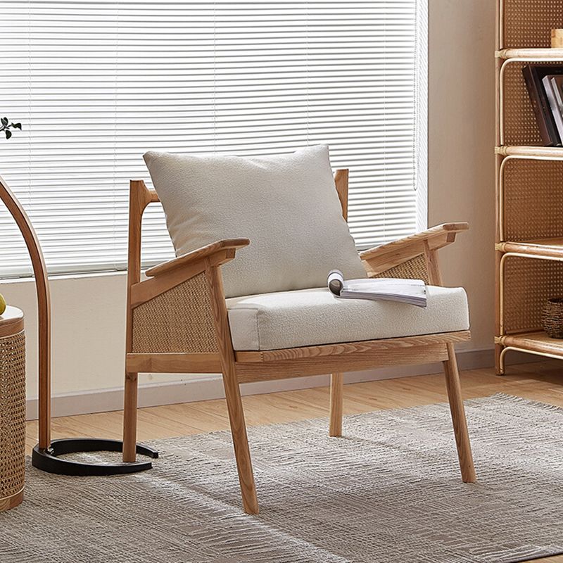 Solid Wood Frame Lounge Chair Arms Included Chair with Pillow