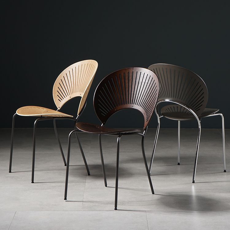 Silla de comedor de metal contemporáneo para uso doméstico Silla lateral de comedor con respaldo abierto