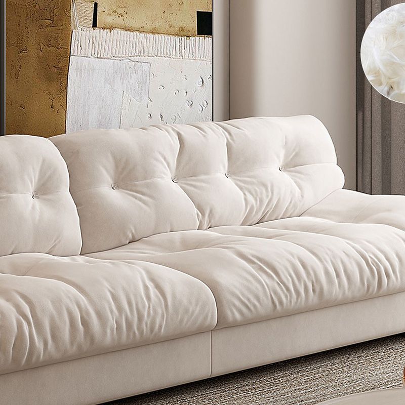 Contemporary White Sofa Faux Leather Armless Sofa with Loose Back