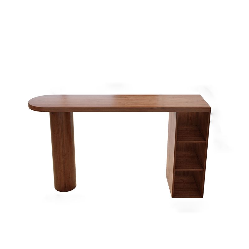 Modern Style Bar Table Solid Wood Bar Dining Table with Storage Shelf