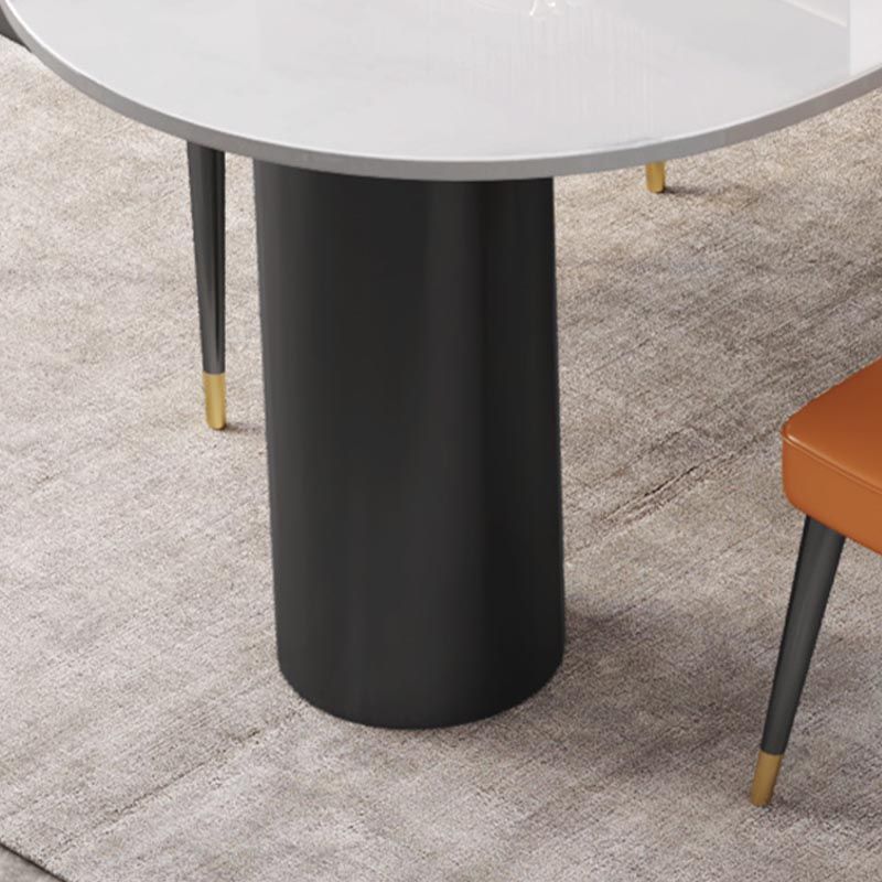 Modern Stone White Dining Table Oval Iron Table with 3 Legs Table