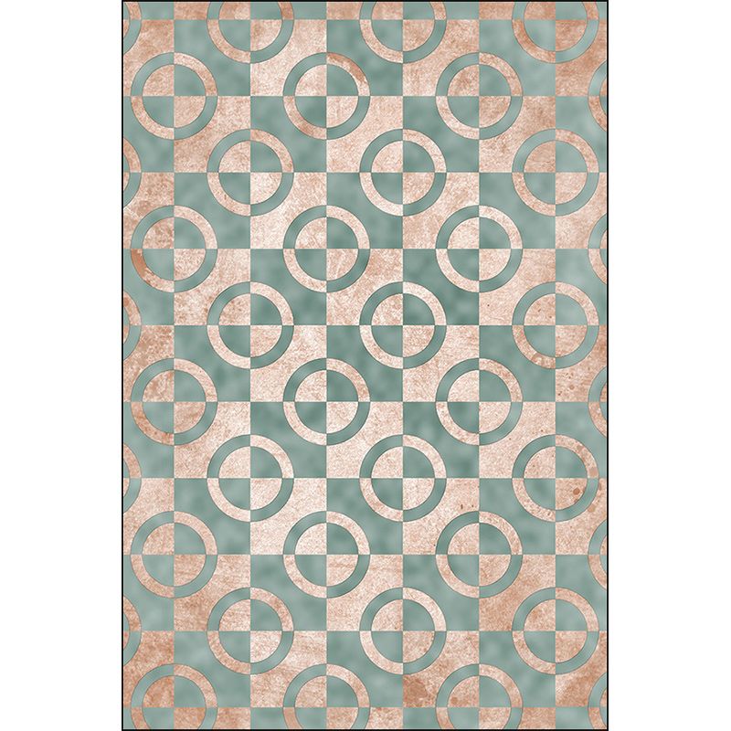 Green and Pink Novelty Rug Polyester Geometric Print Rug Washable Non-Slip Backing Carpet for Living Room