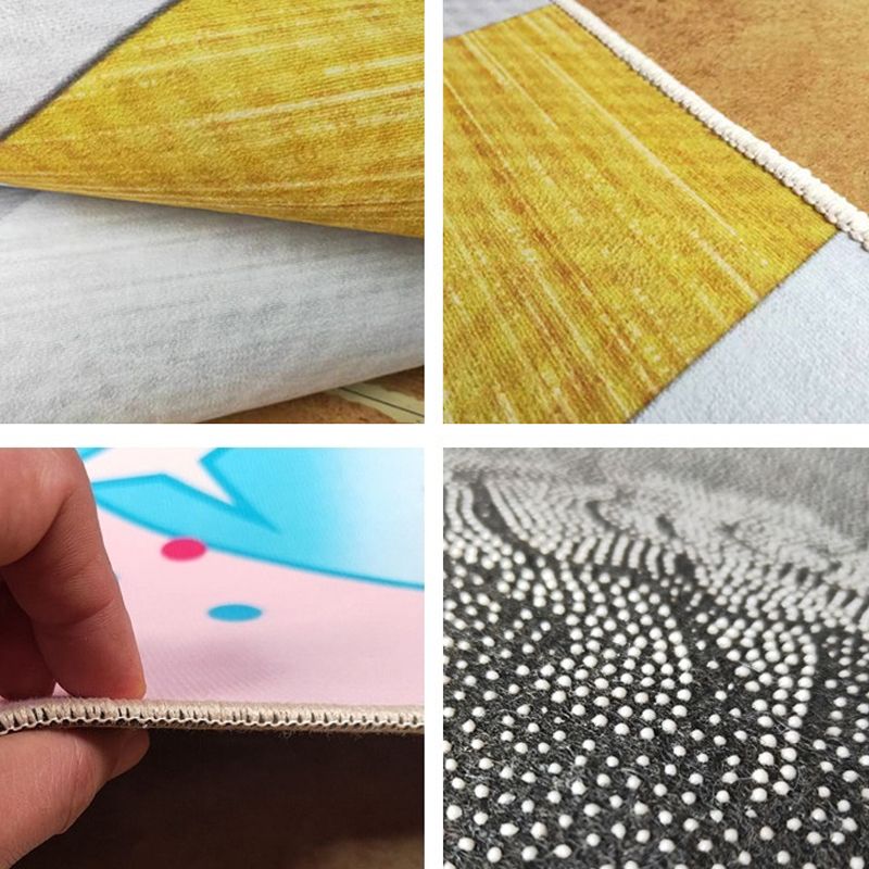 Light Yellow Modern Rug Polyester Graphic Rug Non-Slip Backing Rug for Living Room
