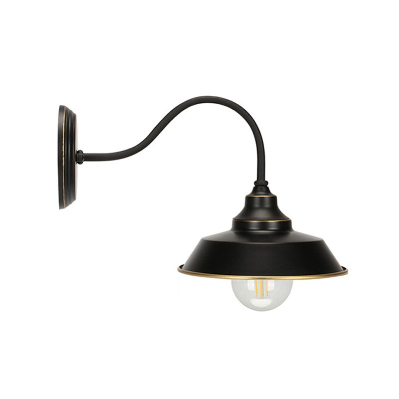 Metal Geometric Shape Wall Light Industrial Style 1 Light Wall Light Sconce in Black