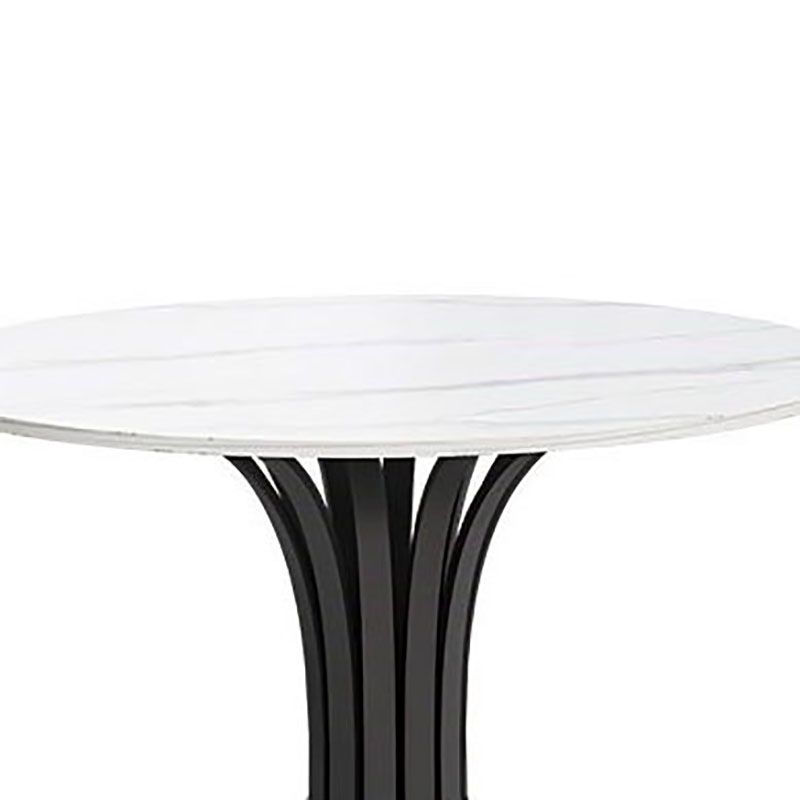 Modern Style Round Dining Table Sintered Stone Table with Pedestal Base