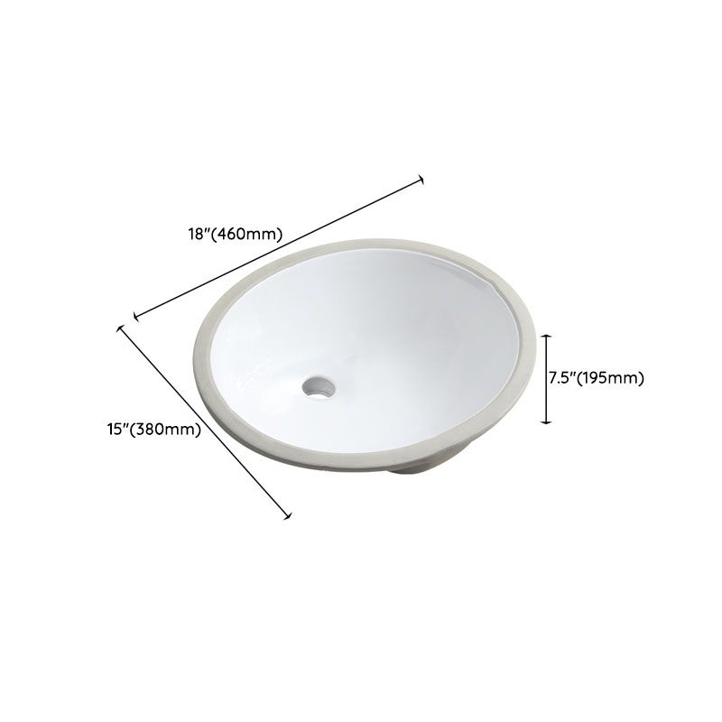 Modern Porcelain Bathroom Sink Undermount Bathroom Sink in White(Not Including Faucet)