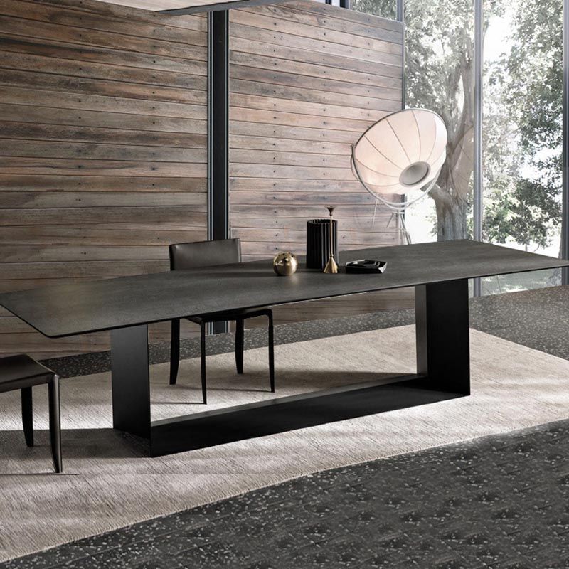 Rectangular Sintered Stone Dining Table Modern Furniture with Steel Base for Home