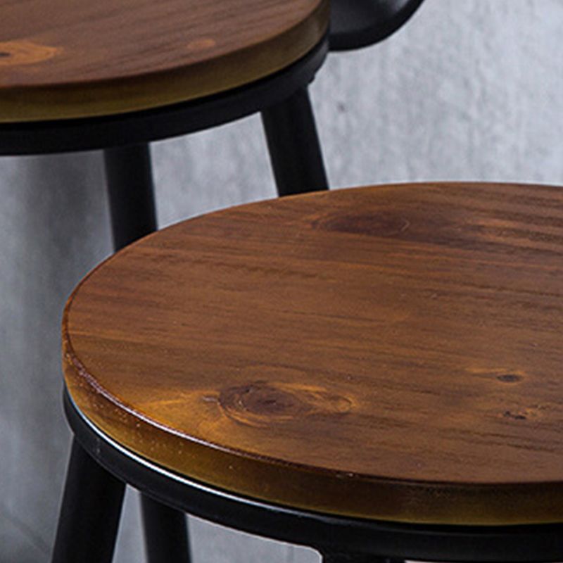 Contemporary Metal Dining Stools Round Bar Stools with Footrest