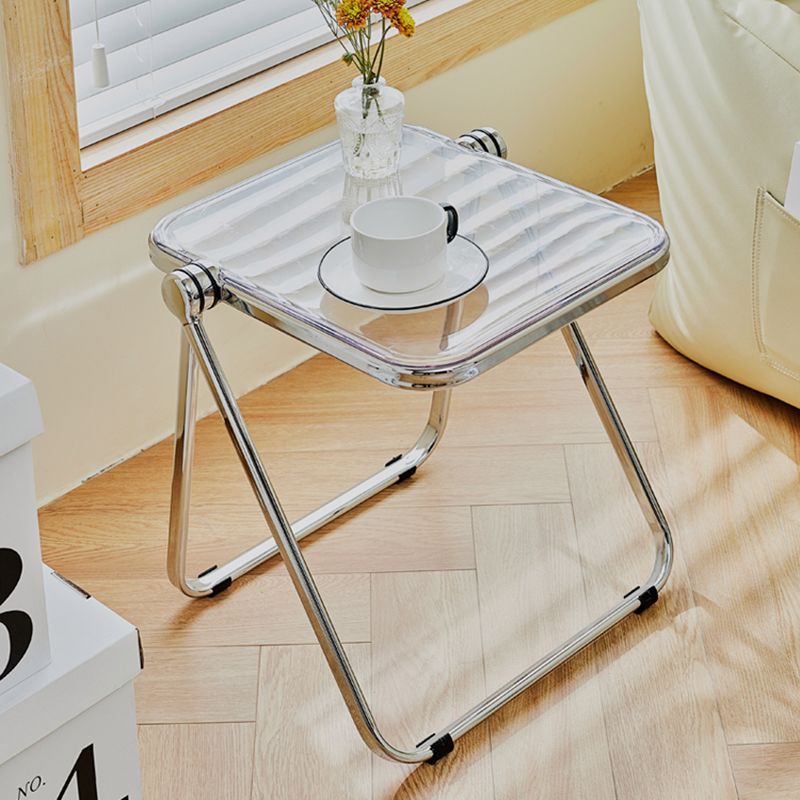 Contemporary Metal X-base End Slide Table Rectangular Side Table