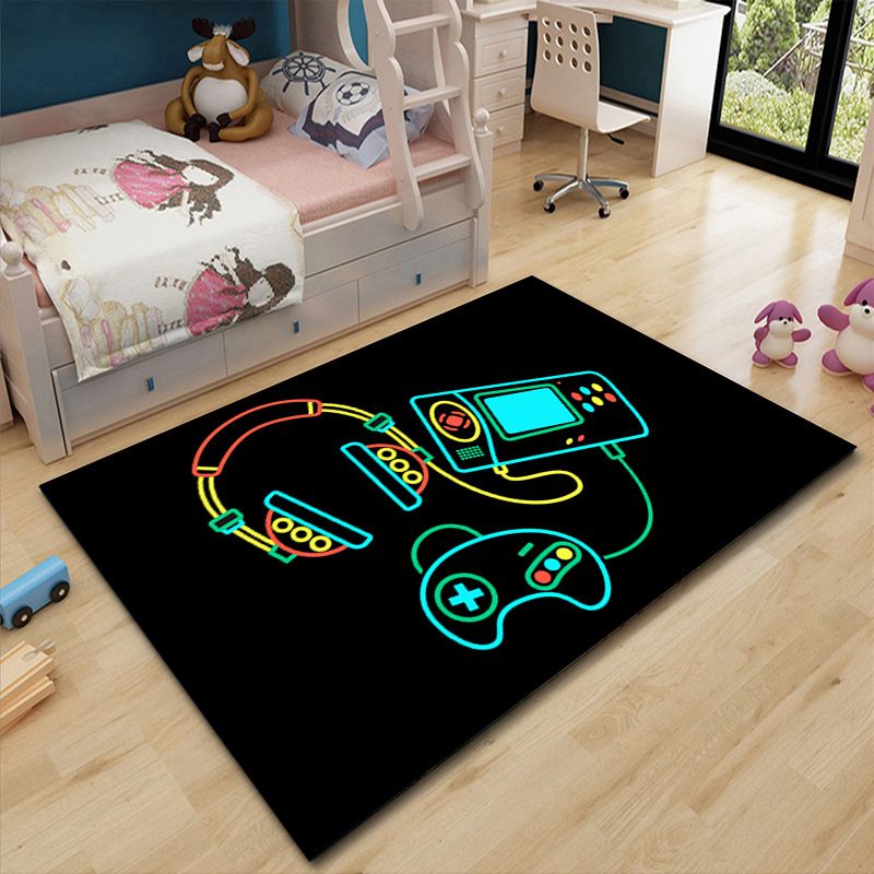 Kids Game Controller Pattern Carpet Polyester Area Rug Stain Resistant Rug for Living Room