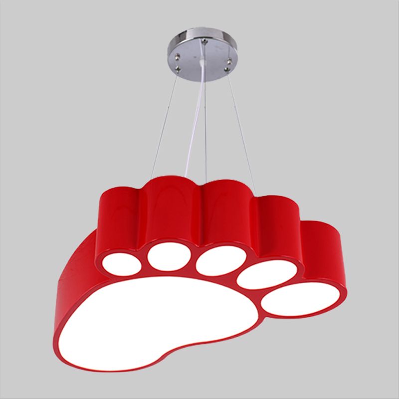 Foot Shape Ceiling Hang Fixture Simplicity Acrylic Yellow/Red/Green LED Chandelier Lighting for Nursery