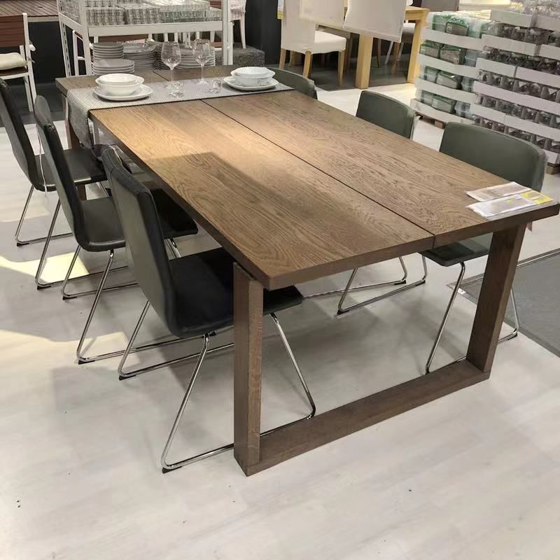 Rectangle Casual Dining Table Wood Color Fixed Table with Ashwood Solid Wood