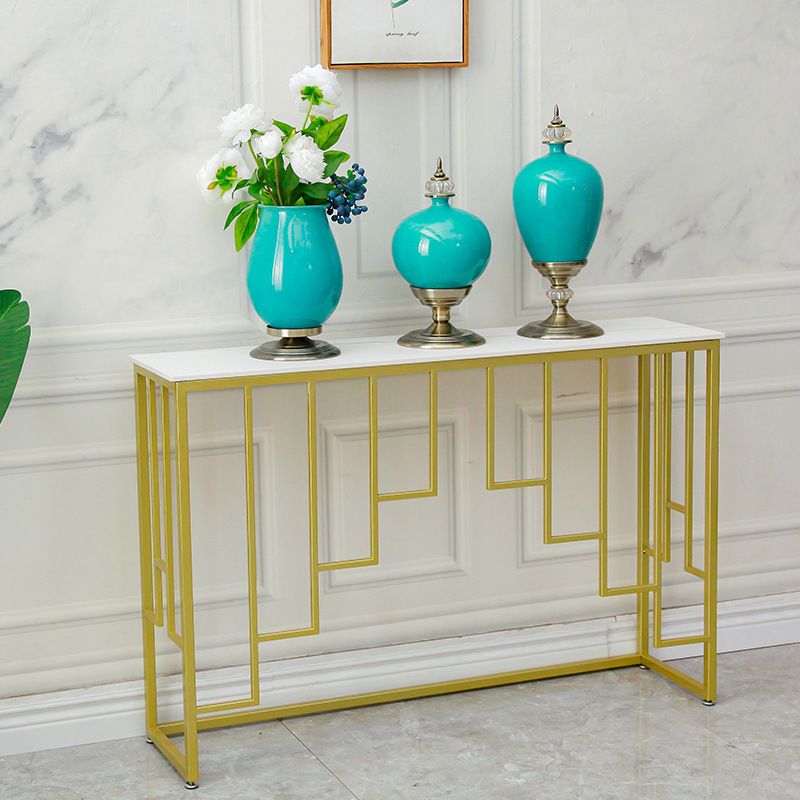 Glam Stone Console Table 12" W Rectangle Accent Table for Hall