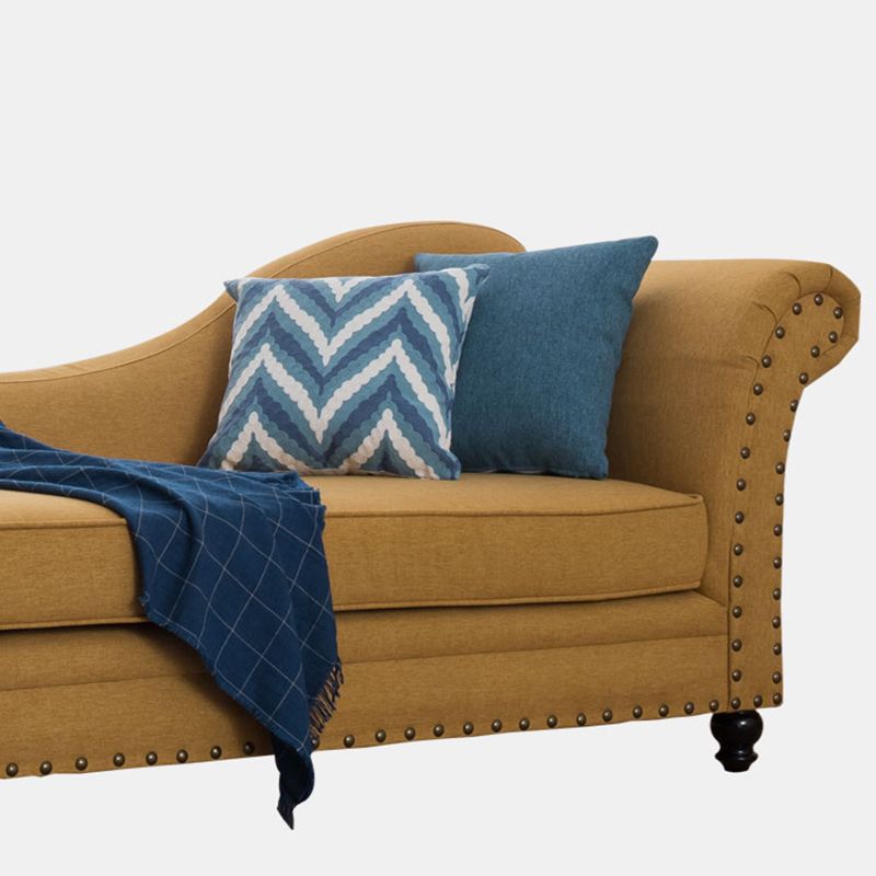 Contemporary Fabric One Armed Chaise Rolled Arms Accent Chair with Pillows