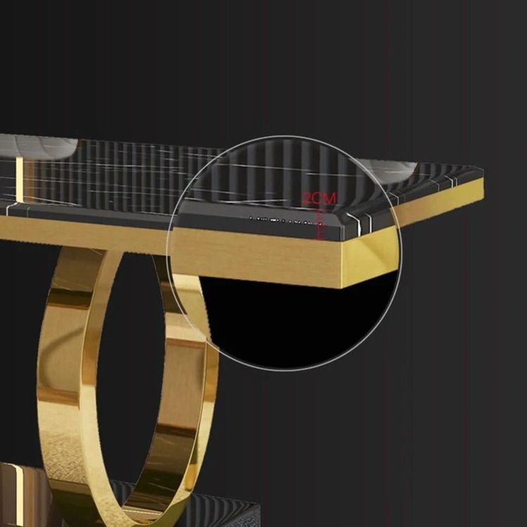 Traditional Luxury Marble Dining Table Rectangle Table with Gold Stainless Steel Pedestal